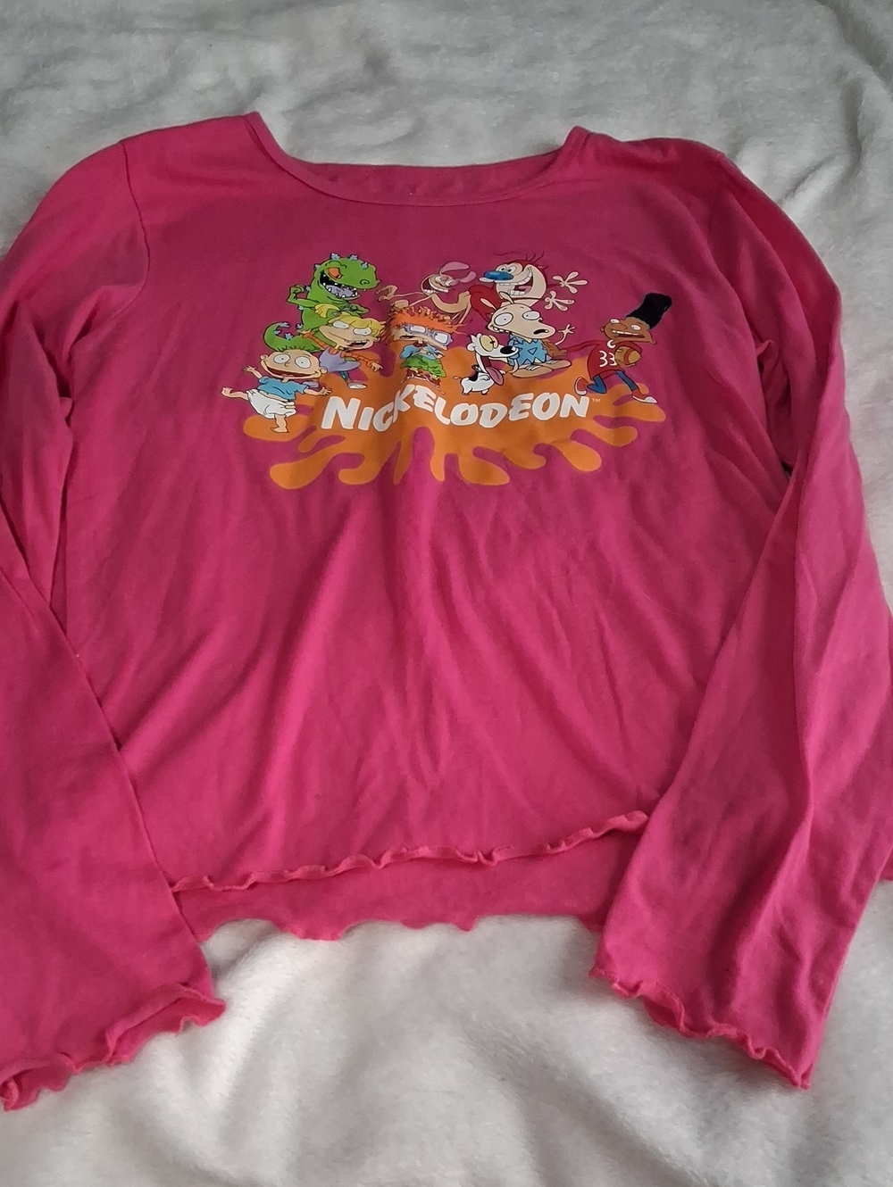 Nickelodeon Hot Pink Long Sleeve Cartoon Character Tee